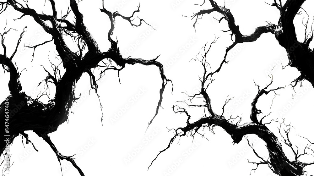 Obraz premium Spooky Tree Branches Silhouette PNG Transparent Background Graphic