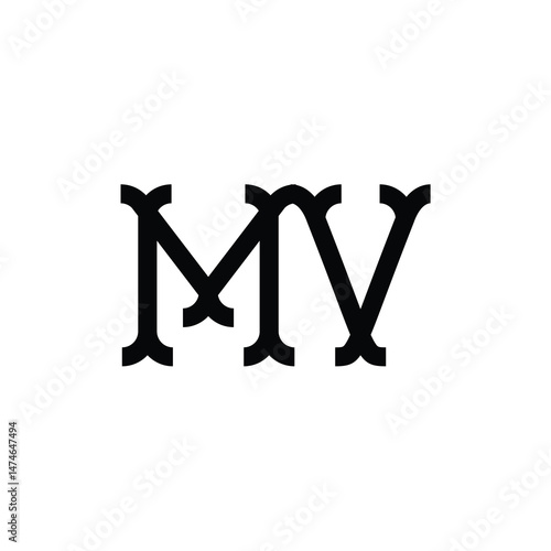 MV monogram logo design letter text name symbol monochrome logotype alphabet character simple logo
