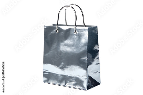 Wallpaper Mural Silver shopping bag on white isolated background, reflective finish. Torontodigital.ca