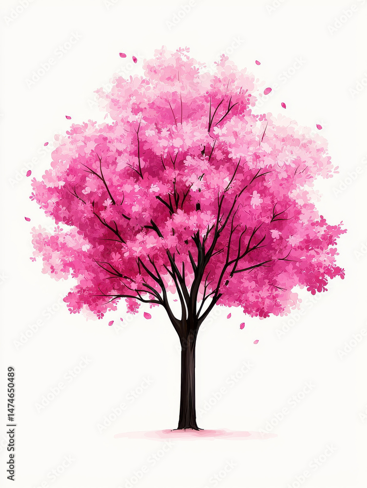 Fototapeta premium Blooming pink tree with vibrant flowers in spring season