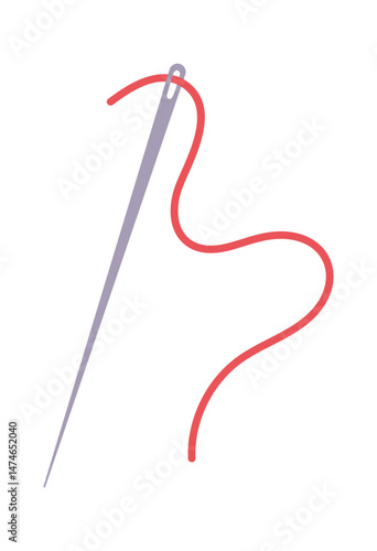 Sewing needle red thread item