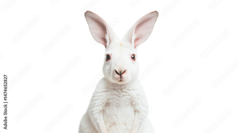 Fototapeta premium Portrait of a curious white rabbit.