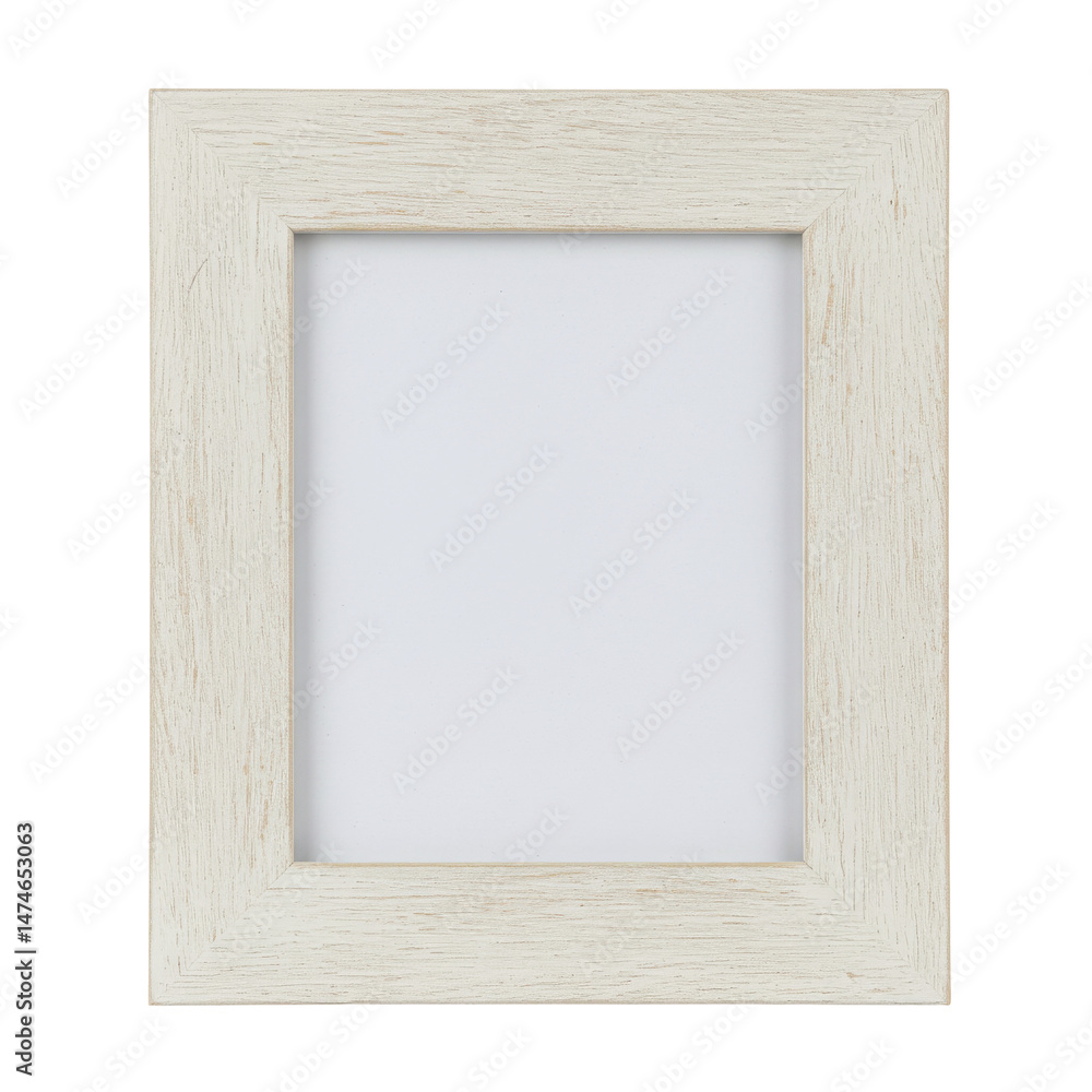 Fototapeta premium Whitewashed wooden photo frame with a square empty space for a photo or art