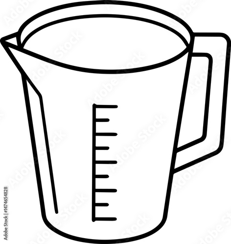 measuring cup outline vector illustration, line art