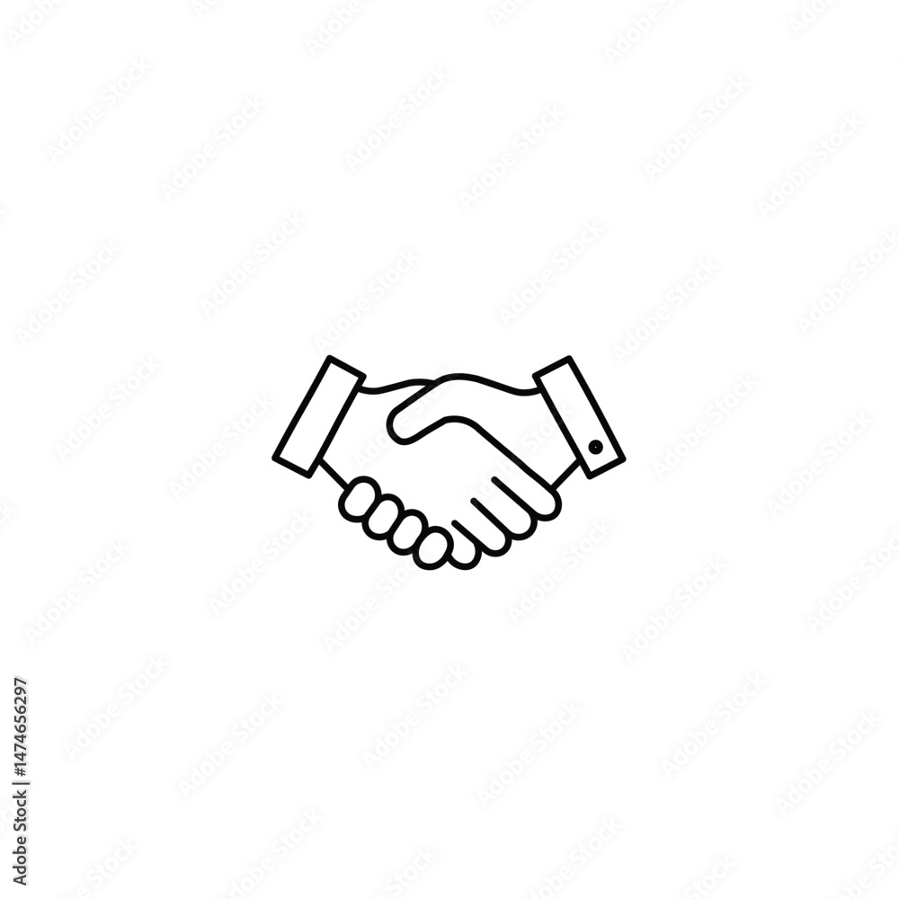 Minimal Linear Handshake Icon – Business Agreement Symbol on White Background Minimal Linear Handshake Icon – Business Agreement Symbol on White Background