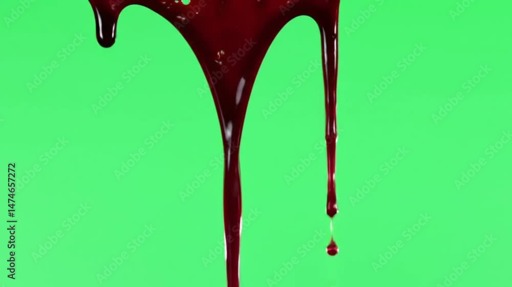 Blood Dripping or Falling on Green Screen Background – Bleeding Horror VFX for Chroma Key Use