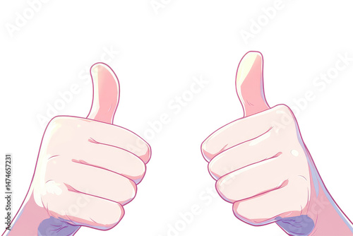 Two thumbs-up, pastel-colored, anime-style