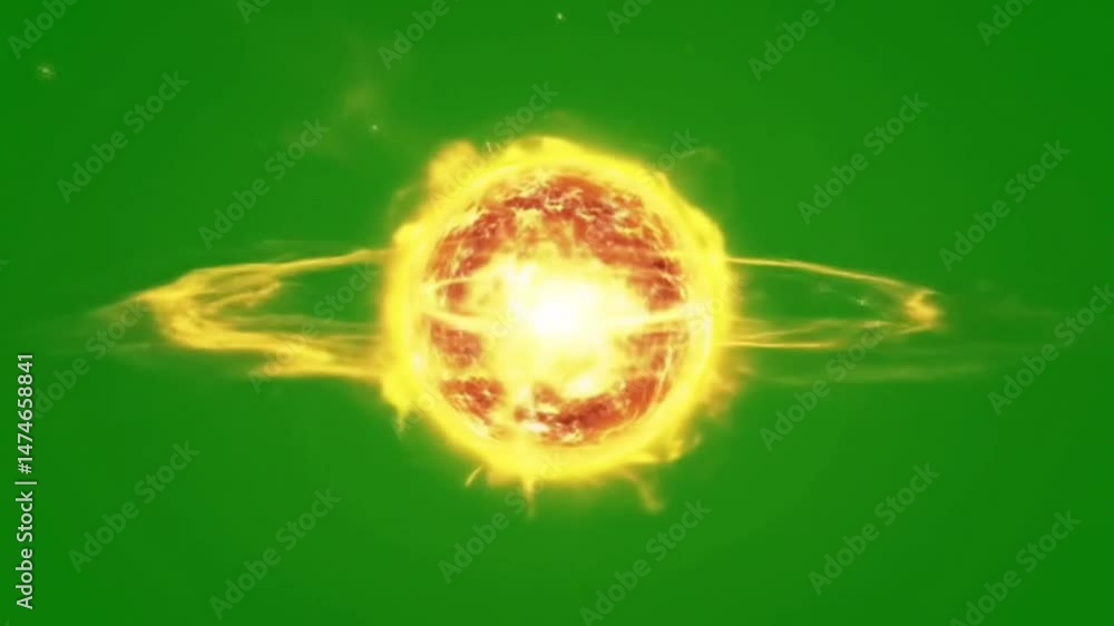 Sun or Star Emitting Fiery Light and Flares in All Directions on Green Screen | Space VFX | Solar Energy Effect

