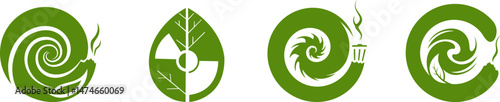 Eco Spirals Emblems on with transparent background, Ecology concept, Nature Friendly Practices, Sustainable Earth, Green Innovations logos cliparts for Eco Awareness Designs