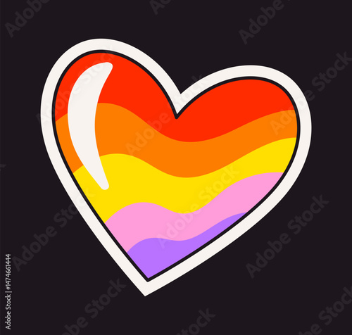 Rainbow heart retro summer sticker