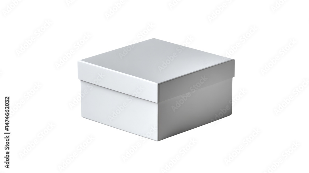 Fototapeta premium Plain White Box: A simple, clean, and modern square-shaped cardboard box with a smooth surface ready for branding and customization. Minimalistic design for packaging, gift wrapping.