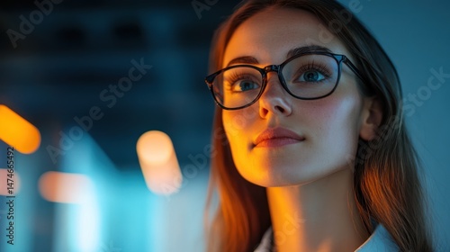 Woman with Glasses in Warm Light