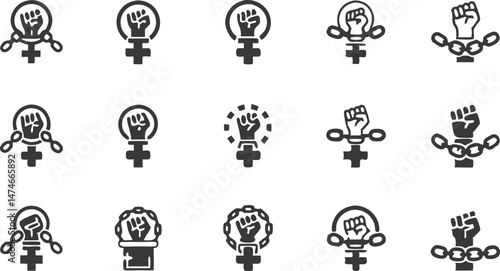 feminist line icon set  vector pictograms of women (1).eps