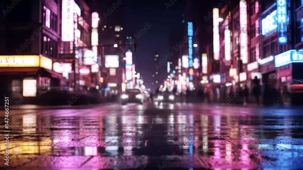 Urban cityscape illuminated by lights with people and traffic at night, seamless looping 4k time-lapse animation video background. Urban cityscape illuminated by lights with people and traffic at night, seamless looping 4k time-lapse animation video background.