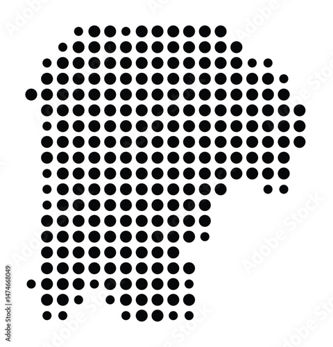 Symbol Map of the city Tornesch (Schleswig-Holstein, Germany) showing the city with a pattern of just a few black dots