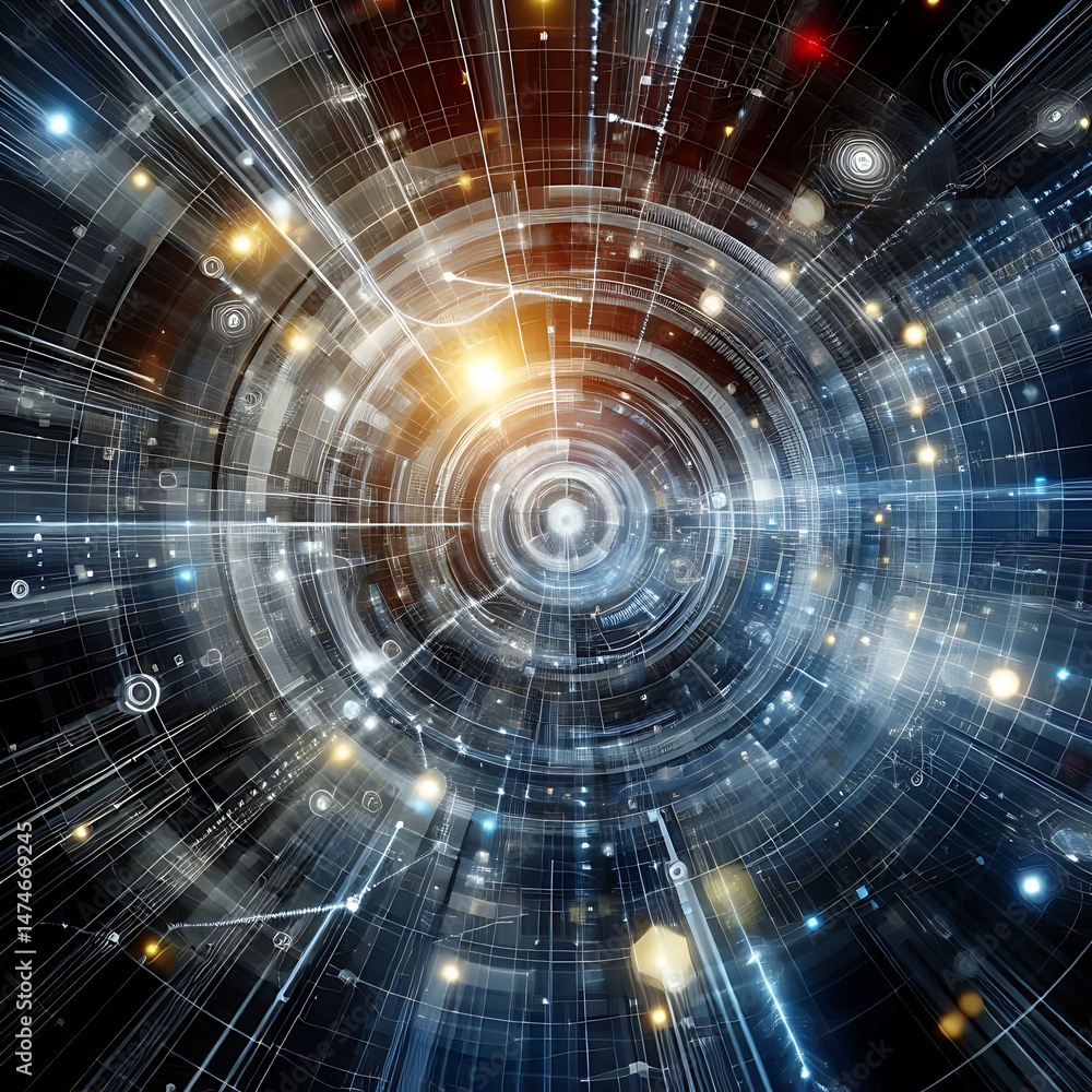 Fototapeta premium Sleek Digital Connectivity Concept with Green Data Flows