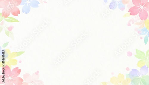 Spring floral border design digital illustration decorative art soft pastel colors aesthetic view nature inspired