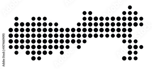 Symbol Map of the city Bovenden (Niedersachsen, Germany) showing the city with a pattern of just a few black dots