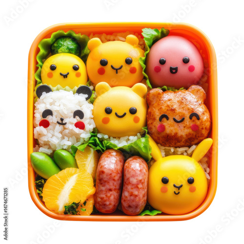 Cute bento box with playful food characters.