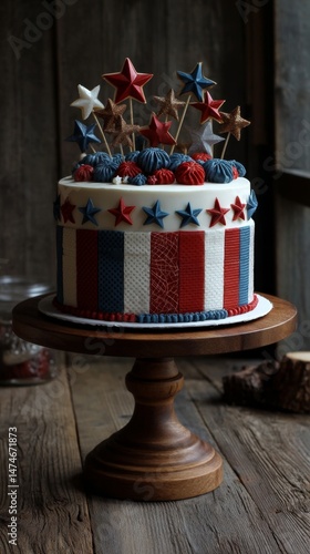 photo of 4th of july cake stars stripes usa flag