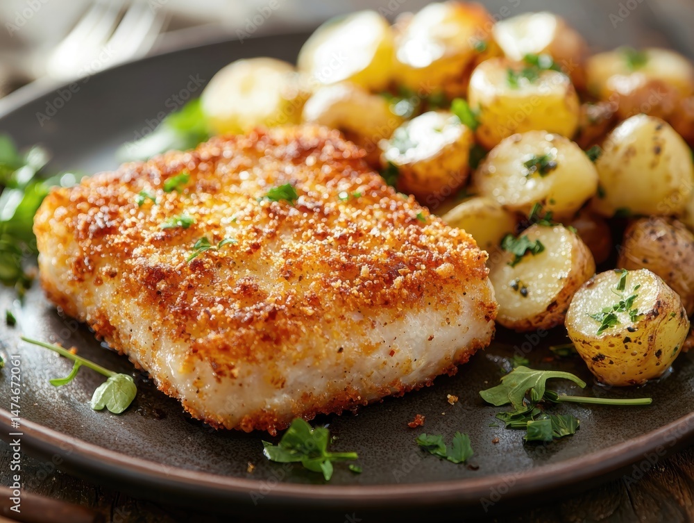 Crispy Breaded Fish with Roasted Potatoes Crispy Breaded Fish with Roasted Potatoes
