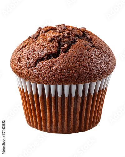 Delicious chocolate cupcake on white background. Isolated trasparent Png.