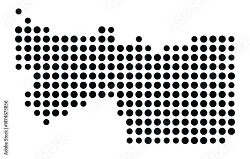 Symbol Map of the city Wallenhorst (Niedersachsen, Germany) showing the city with a pattern of just a few black dots