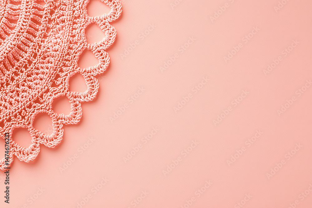 Obraz premium Soft peach lace trim with delicate patterns and space for text