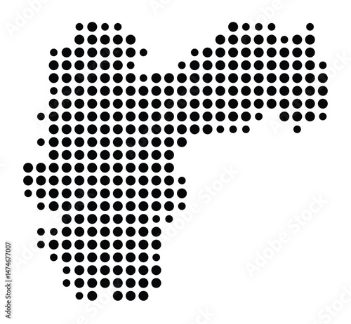 Symbol Map of the city Altena (Nordrhein-Westfalen, Germany) showing the city with a pattern of just a few black dots