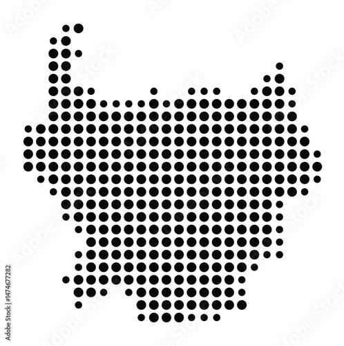 Symbol Map of the city Altenberge (Nordrhein-Westfalen, Germany) showing the city with a pattern of just a few black dots