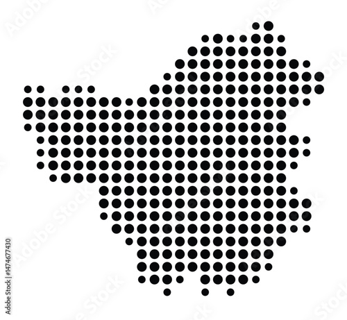 Symbol Map of the city Bad Berleburg (Nordrhein-Westfalen, Germany) showing the city with a pattern of just a few black dots