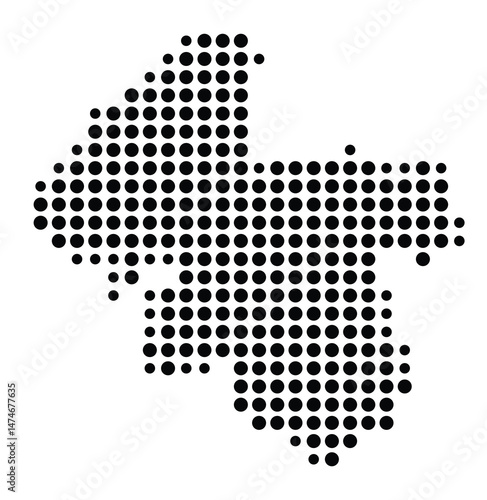 Symbol Map of the city Bad Münstereifel (Nordrhein-Westfalen, Germany) showing the city with a pattern of just a few black dots