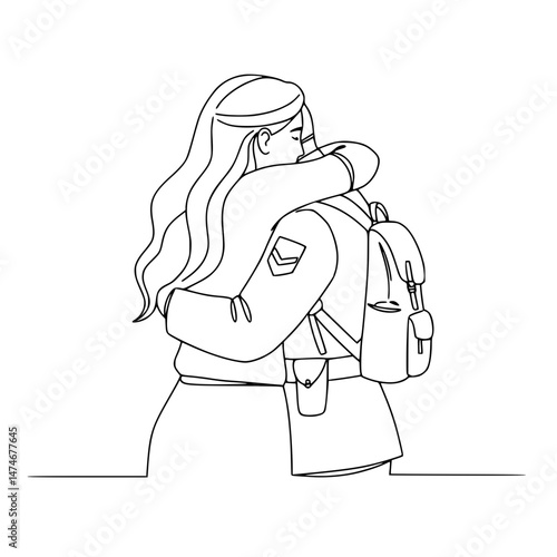 Soldier Embracing Woman Emotional Reunion Transparent Background  