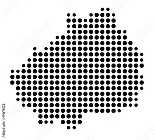 Symbol Map of the city Bergneustadt (Nordrhein-Westfalen, Germany) showing the city with a pattern of just a few black dots