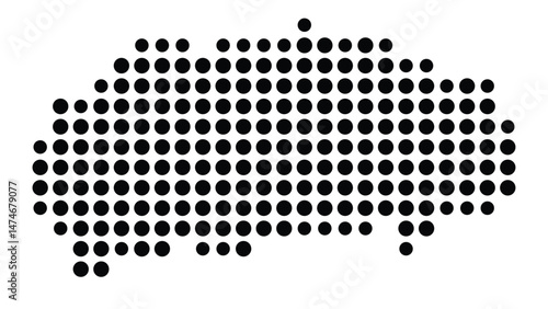 Symbol Map of the city Erwitte (Nordrhein-Westfalen, Germany) showing the city with a pattern of just a few black dots