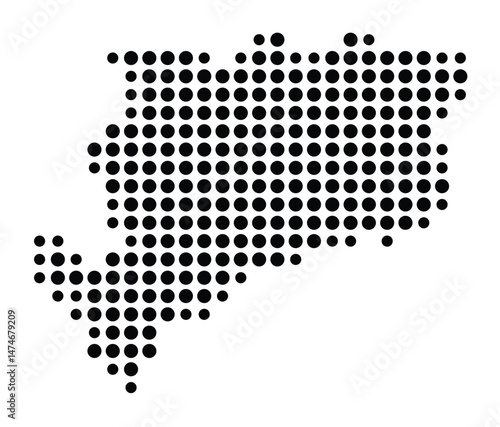 Symbol Map of the city Finnentrop (Nordrhein-Westfalen, Germany) showing the city with a pattern of just a few black dots