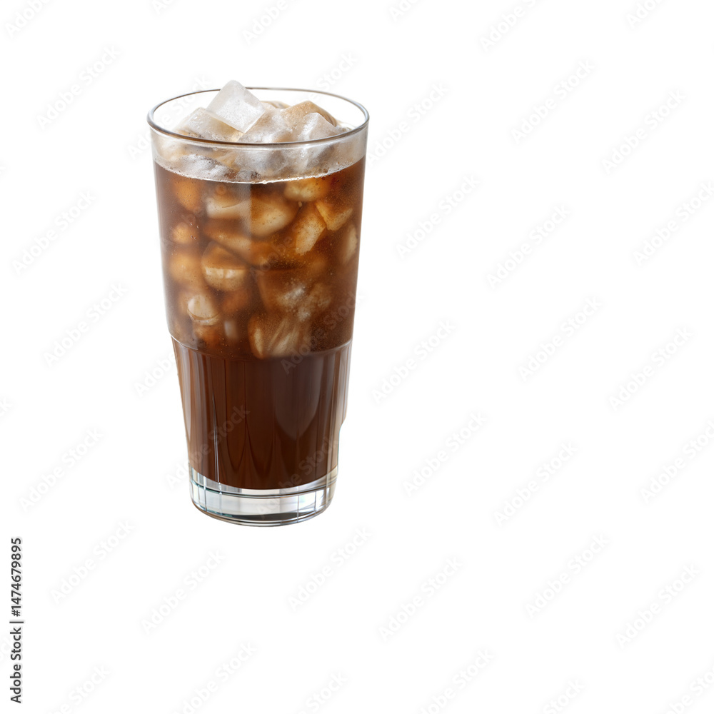 Refreshing iced banana coffee is presented in a tall glass isolated on transparent background Refreshing iced banana coffee is presented in a tall glass isolated on transparent background