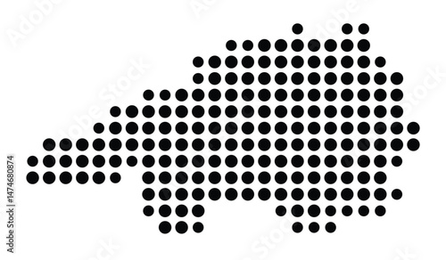 Symbol Map of the city Kirchhundem (Nordrhein-Westfalen, Germany) showing the city with a pattern of just a few black dots