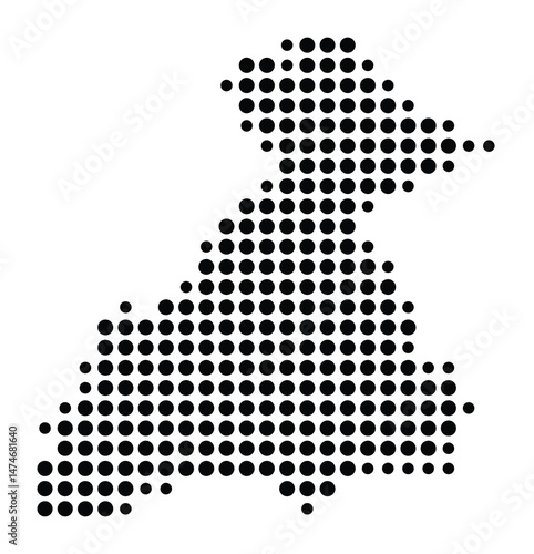 Symbol Map of the city Marsberg (Nordrhein-Westfalen, Germany) showing the city with a pattern of just a few black dots