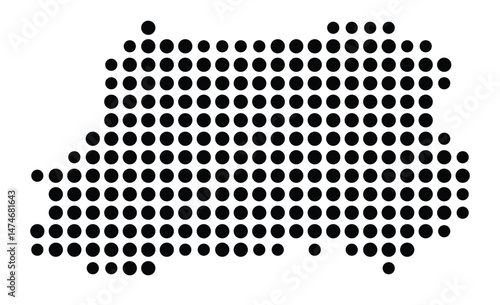 Symbol Map of the city Marienheide (Nordrhein-Westfalen, Germany) showing the city with a pattern of just a few black dots