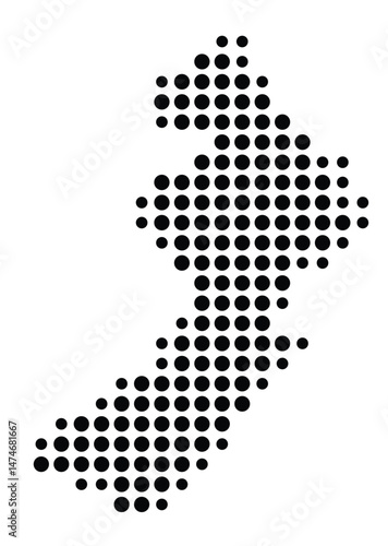 Symbol Map of the city Meckenheim (Nordrhein-Westfalen, Germany) showing the city with a pattern of just a few black dots