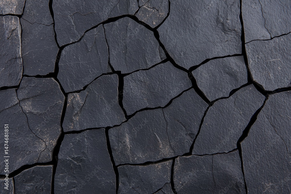 Fototapeta premium Cracked basalt stone background with an abstract design, perfect for textures and artistic projects.