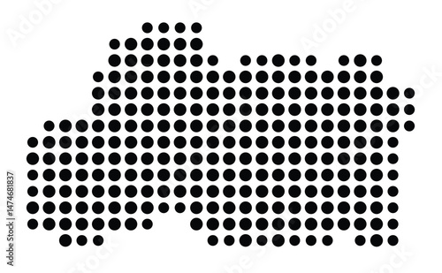 Symbol Map of the city Meinerzhagen (Nordrhein-Westfalen, Germany) showing the city with a pattern of just a few black dots