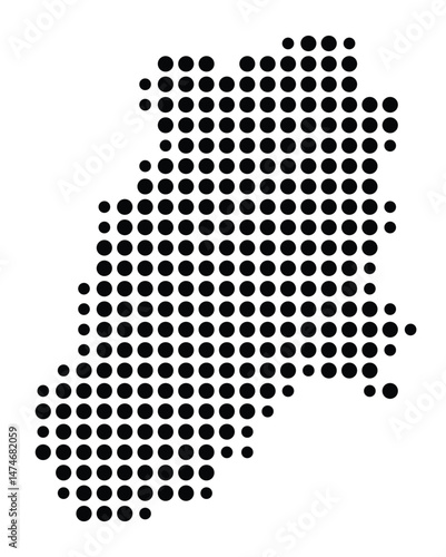 Symbol Map of the city Morsbach (Nordrhein-Westfalen, Germany) showing the city with a pattern of just a few black dots