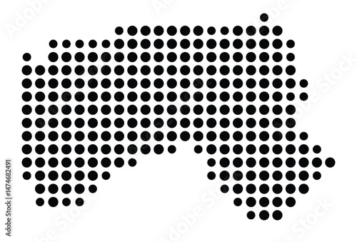 Symbol Map of the city Niederkrüchten (Nordrhein-Westfalen, Germany) showing the city with a pattern of just a few black dots