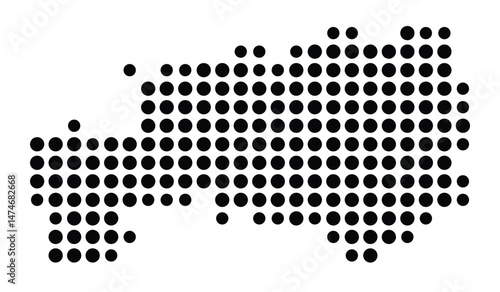 Symbol Map of the city Nörvenich (Nordrhein-Westfalen, Germany) showing the city with a pattern of just a few black dots