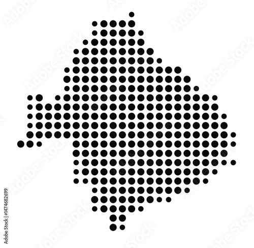 Symbol Map of the city Nordkirchen (Nordrhein-Westfalen, Germany) showing the city with a pattern of just a few black dots