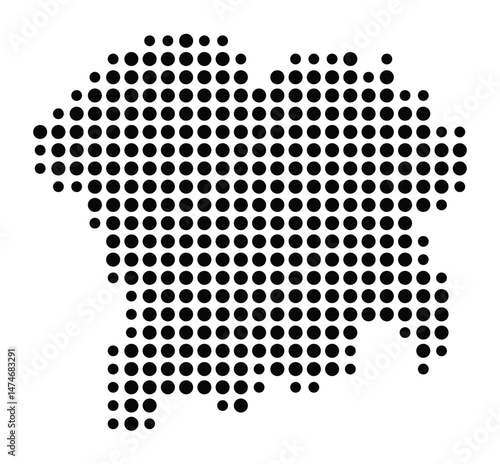 Symbol Map of the city Plettenberg (Nordrhein-Westfalen, Germany) showing the city with a pattern of just a few black dots