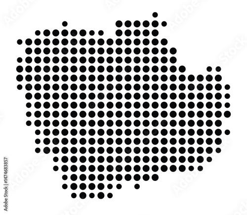 Symbol Map of the city Reichshof (Nordrhein-Westfalen, Germany) showing the city with a pattern of just a few black dots