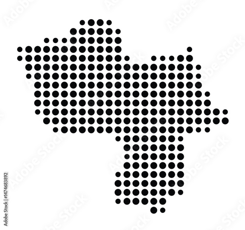 Symbol Map of the city Rees (Nordrhein-Westfalen, Germany) showing the city with a pattern of just a few black dots